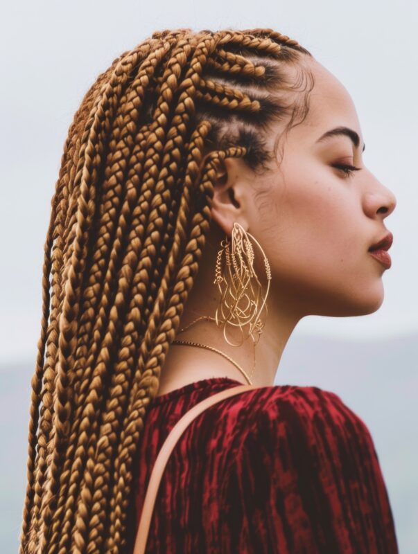 dame mit goldene fulani braids