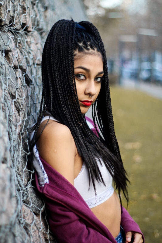 individual braids in schwarz