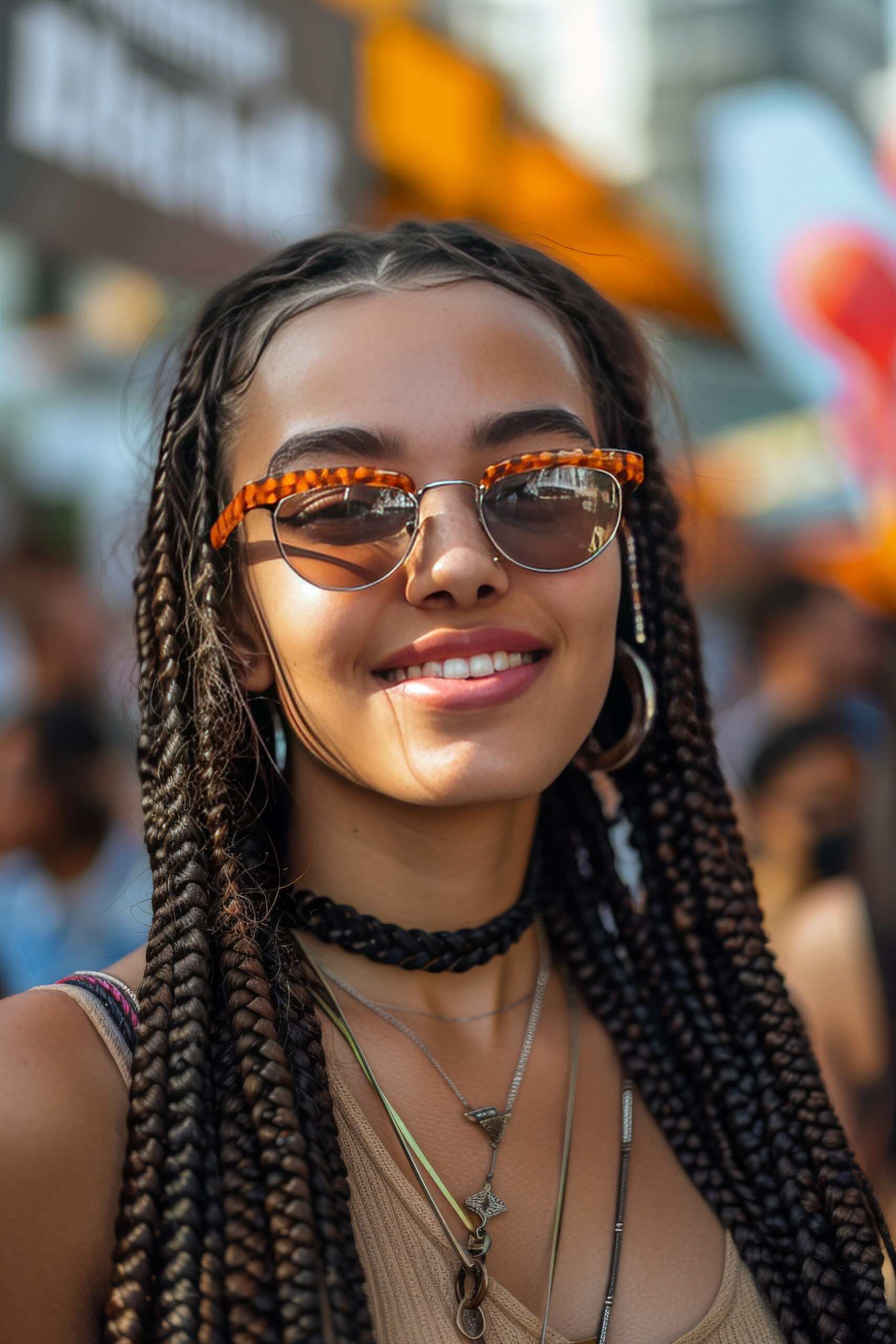 junge damen mit brille und twist braids